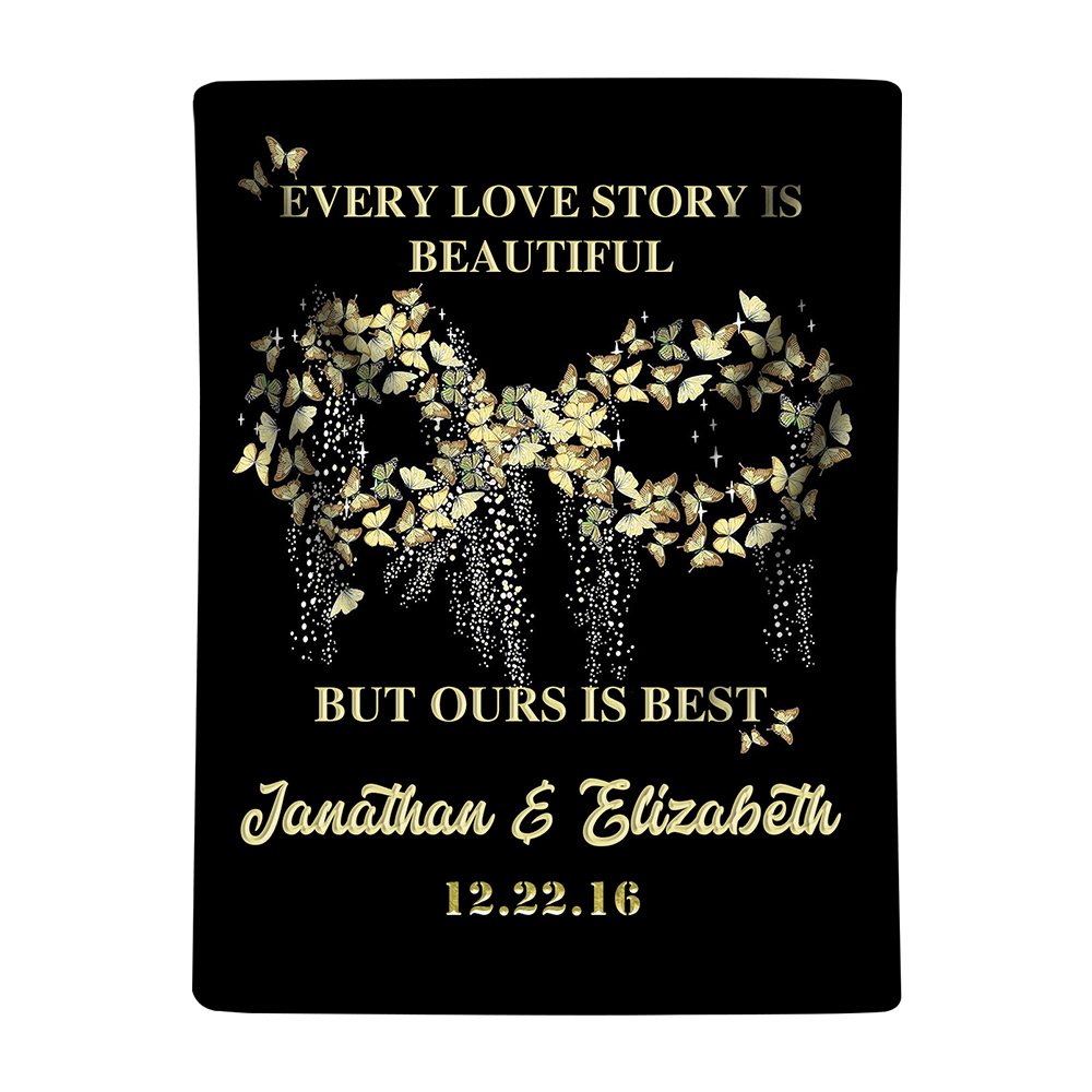 Personalised Couple Blanket Customised 2 Names & Date Blanket Gift for Him/Her - Every Love Story Is Beautiful, But Ours Is Best-Jessemade AU