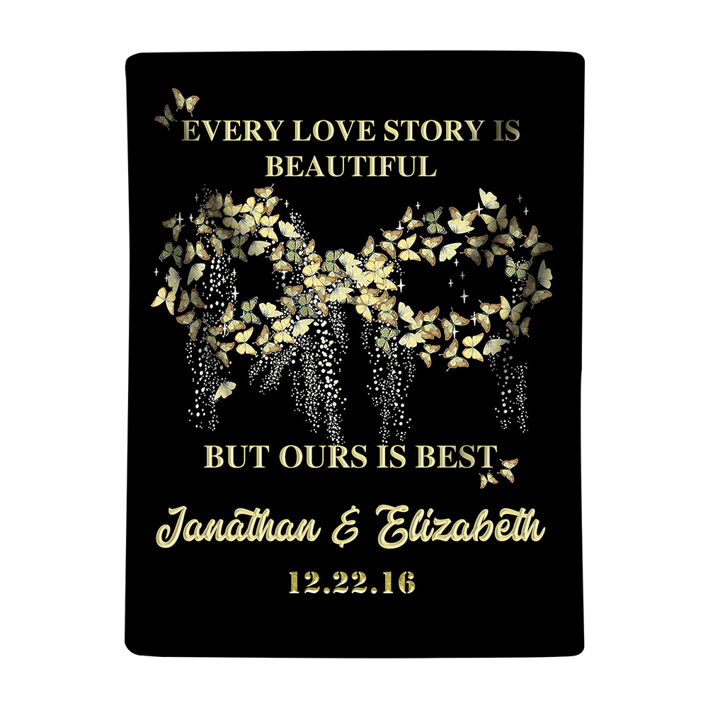 Personalised Couple Blanket Customised 2 Names & Date Blanket Gift for Him/Her - Every Love Story Is Beautiful, But Ours Is Best-Jessemade AU