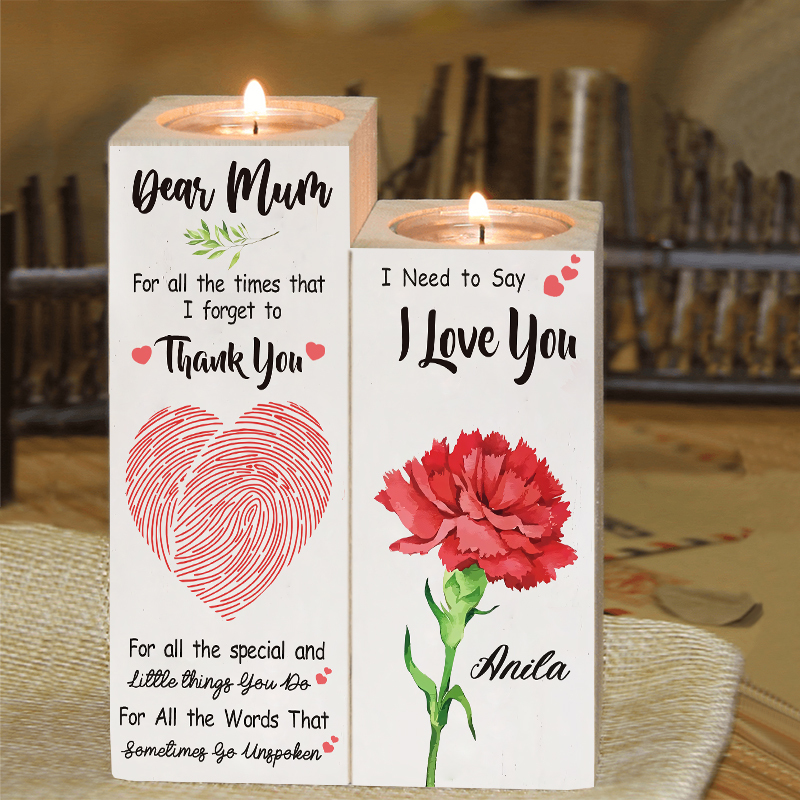 Dear Mum Candle Holder Custom Name Wooden Candlestick - For All The Times That I Forget To Thank You-Jessemade AU