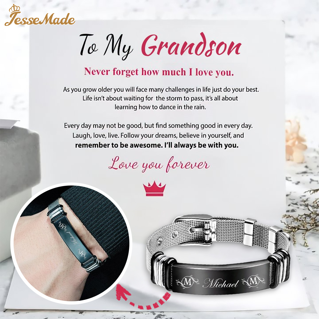 Personalised Men's Name Bracelet Custom Name Letter Watchband Initial ID Bar Bangle Gifts For him-Jessemade AU