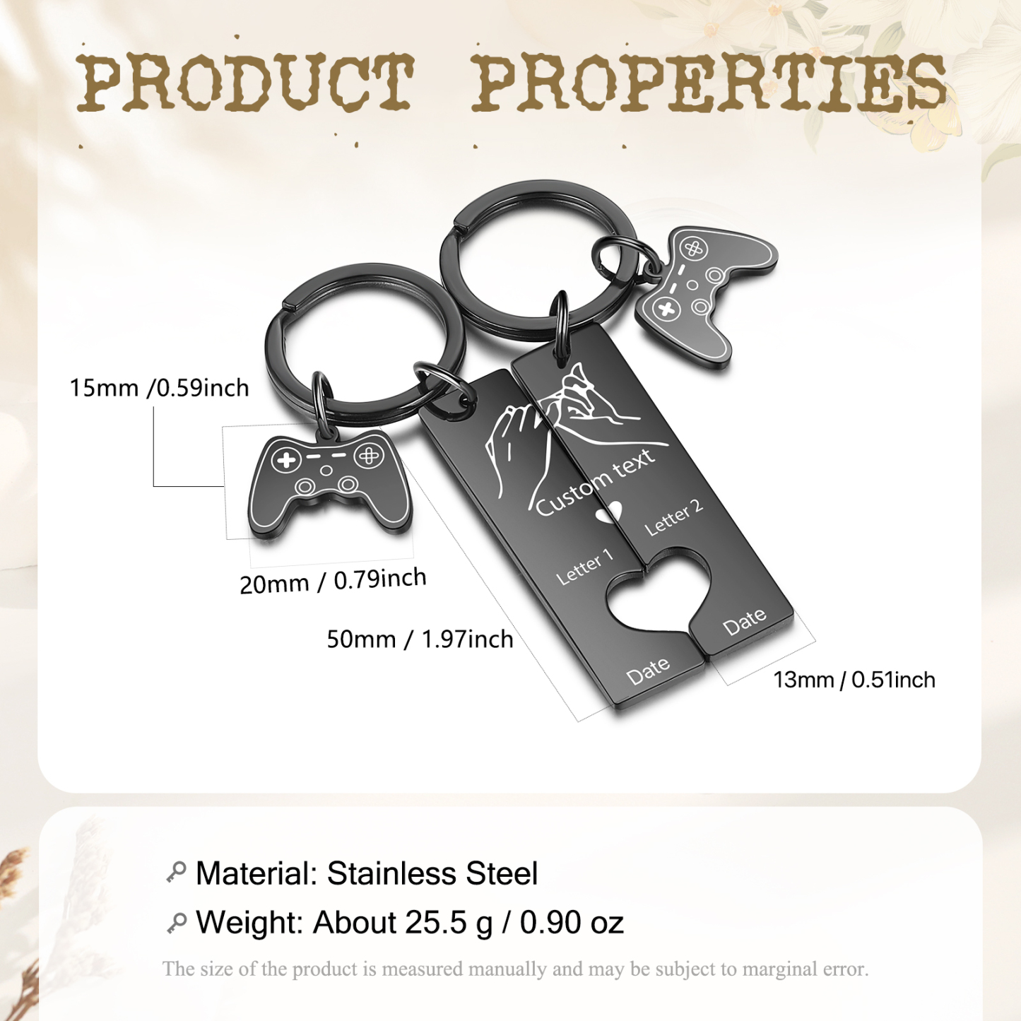 Personalised Couple Keychain Pinky Swear Custom Text & 2 Letters & Date Keyring Game Console Valentine's Day Gift for Him/Her-Jessemade AU