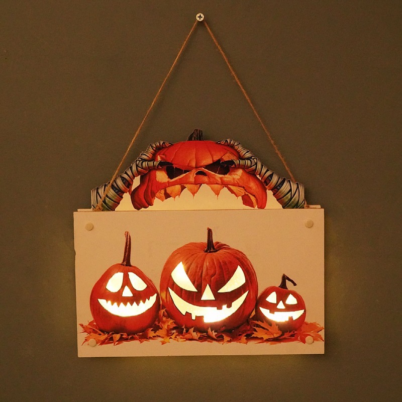 Halloween Wooden LED Night Light Door Sign Hanging Ornament-Jessemade AU