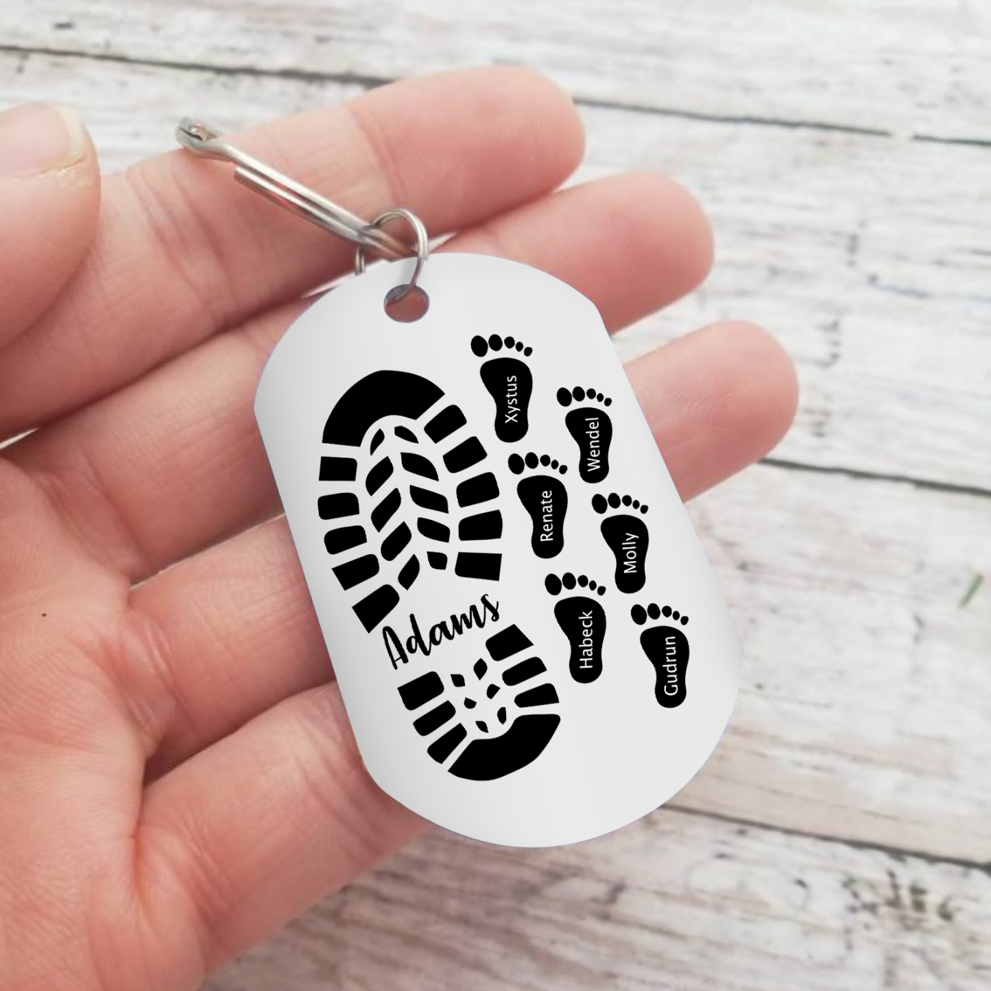 Personalised 7 Names Keychain Custom Dad Shoe Baby Foot Keychain Father's Day Gifts-Jessemade AU