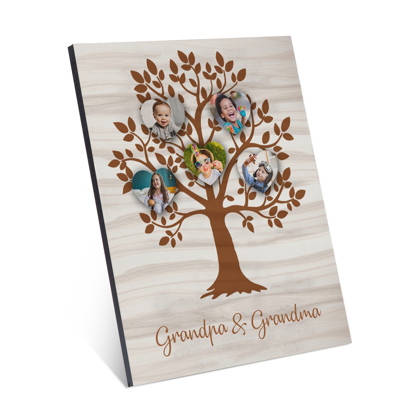 Personalised Photo Family Tree Wood Signs Engrave 5 Photos Frame-Jessemade AU