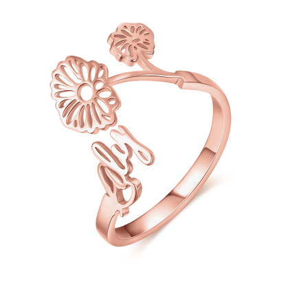 Personalised April Birth Flower Ring With Name Gifts For Her-Jessemade AU