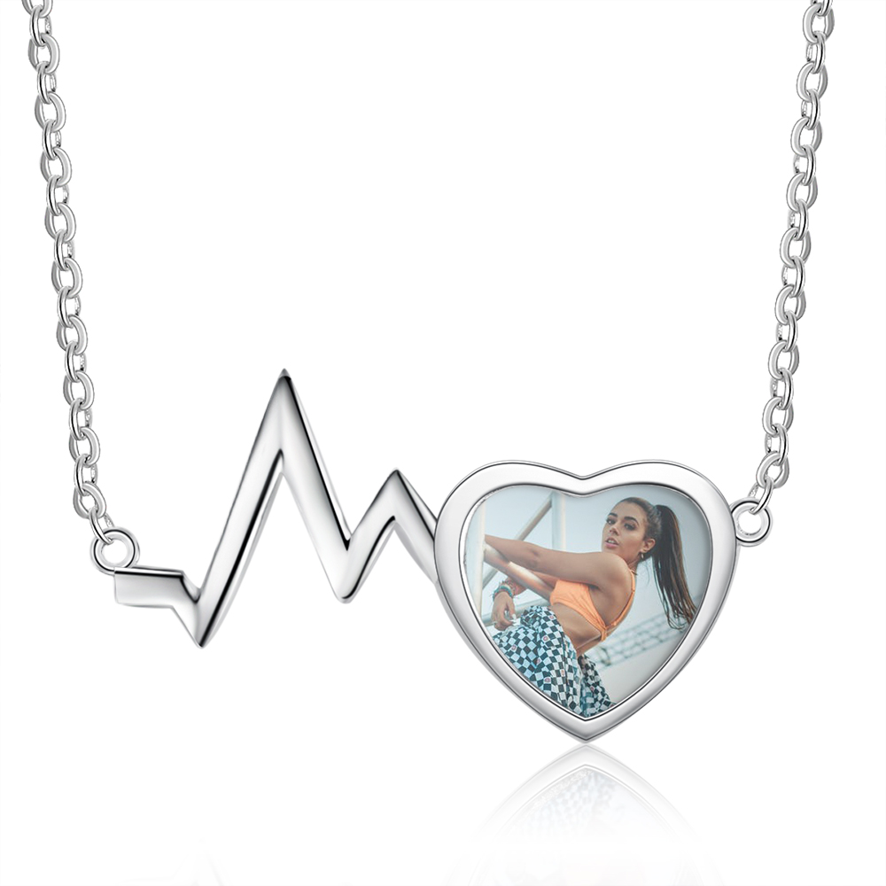 Personalised Heart Beat Necklace Custom 1 Photo Necklace Gifts For Her-Jessemade AU