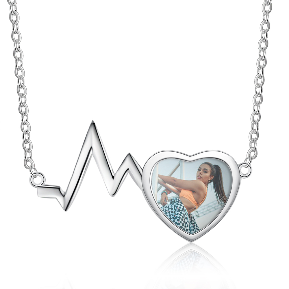 Personalised Heart Beat Necklace Custom 1 Photo Necklace Gifts For Her-Jessemade AU