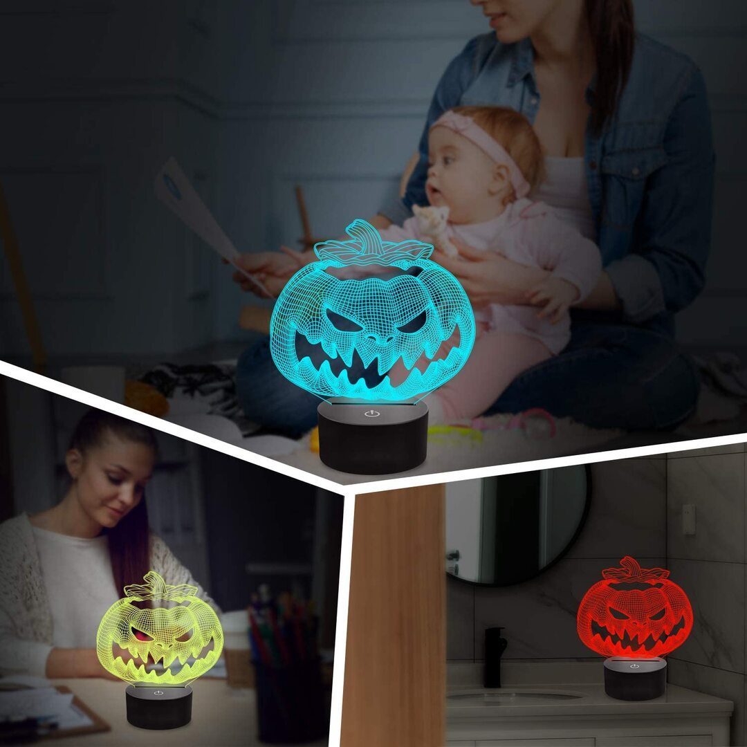 7 Colour Discoloured Halloween Pumpkins Night Light Lamp Home Decoration Gifts-Jessemade AU