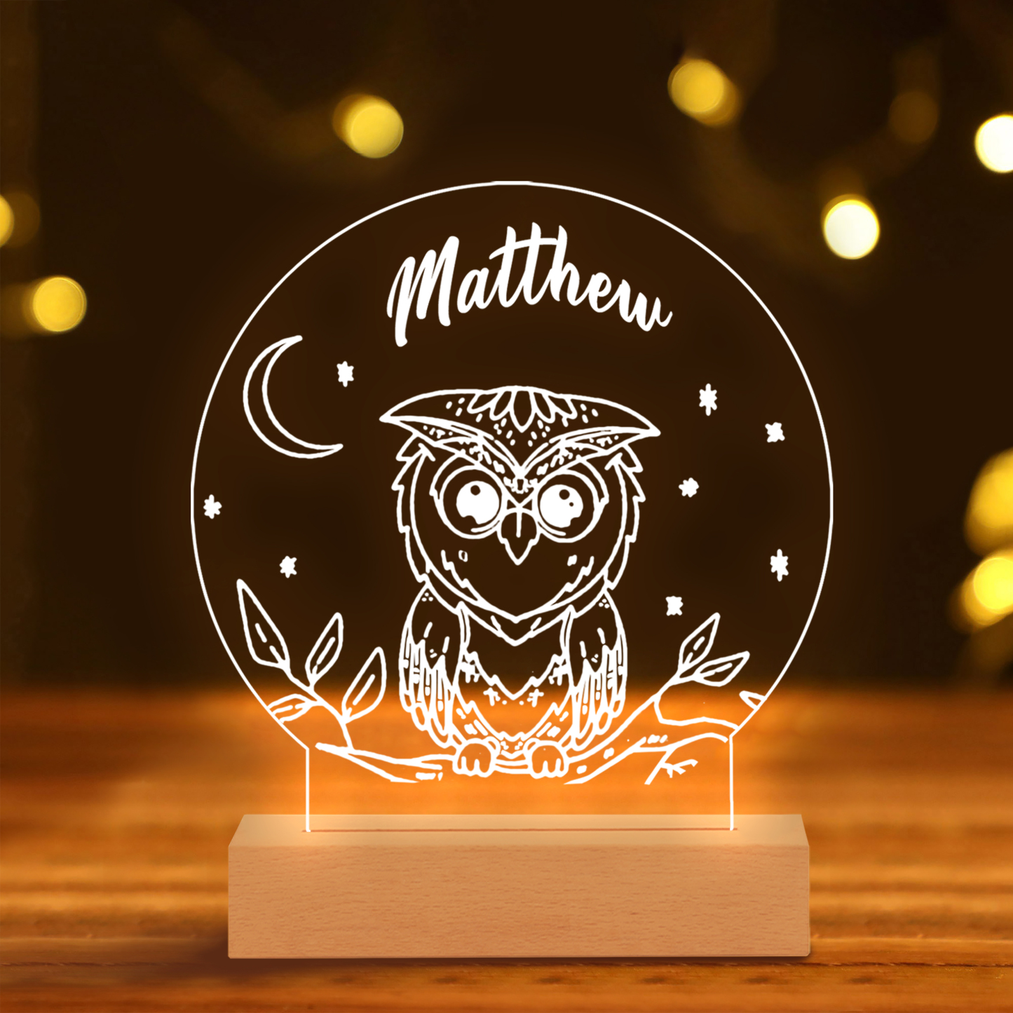 Owl Night Light Personalised Name LED Lamp Custom Animal Night Light Gifts For Kids-Jessemade AU