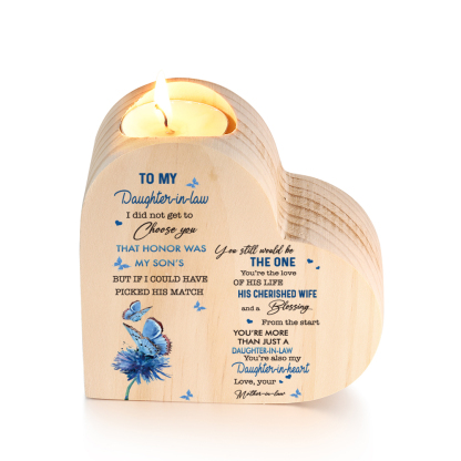 To My Daughter-in-law-Wooden Heart Candle Holder Butterfly Candlesticks "You still would be the one"-Jessemade AU