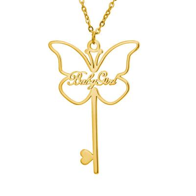 Personalised Butterfly Necklace Custom 1 Name Necklace Gift For Women-Jessemade AU