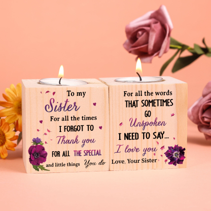 To My Sister Block Candle Holder I Need To Say I Love You Wooden Candlesticks-Jessemade AU