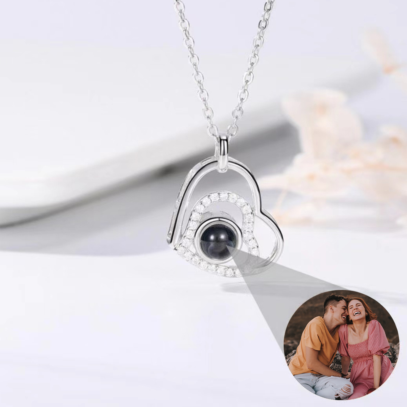 Personalised Heart Photo Necklace Custom Projection Necklace Creative Gift for Her-Jessemade AU