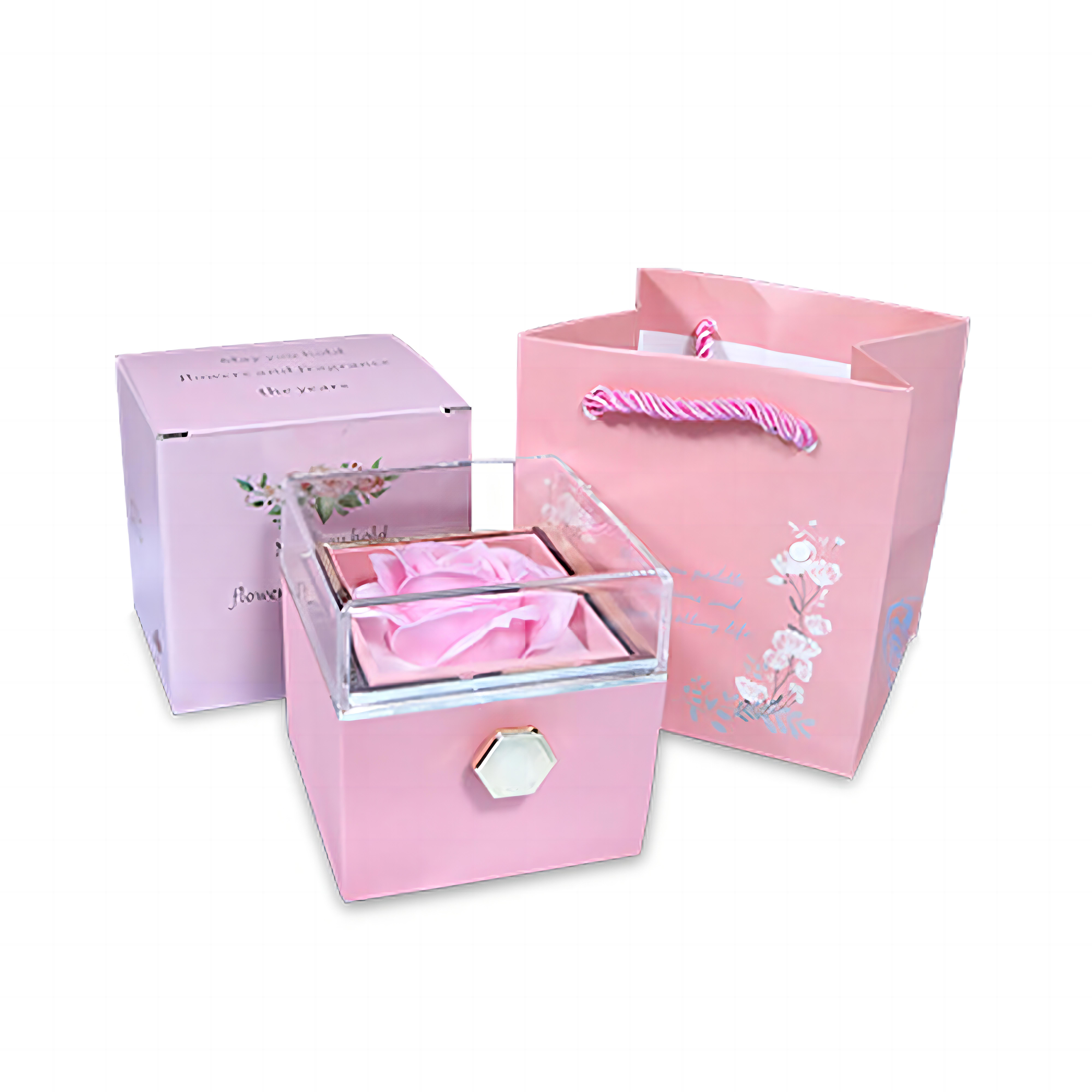 Rotatable Jewelry Box Enchanted Rose Jewelry Gift Package-Jessemade AU