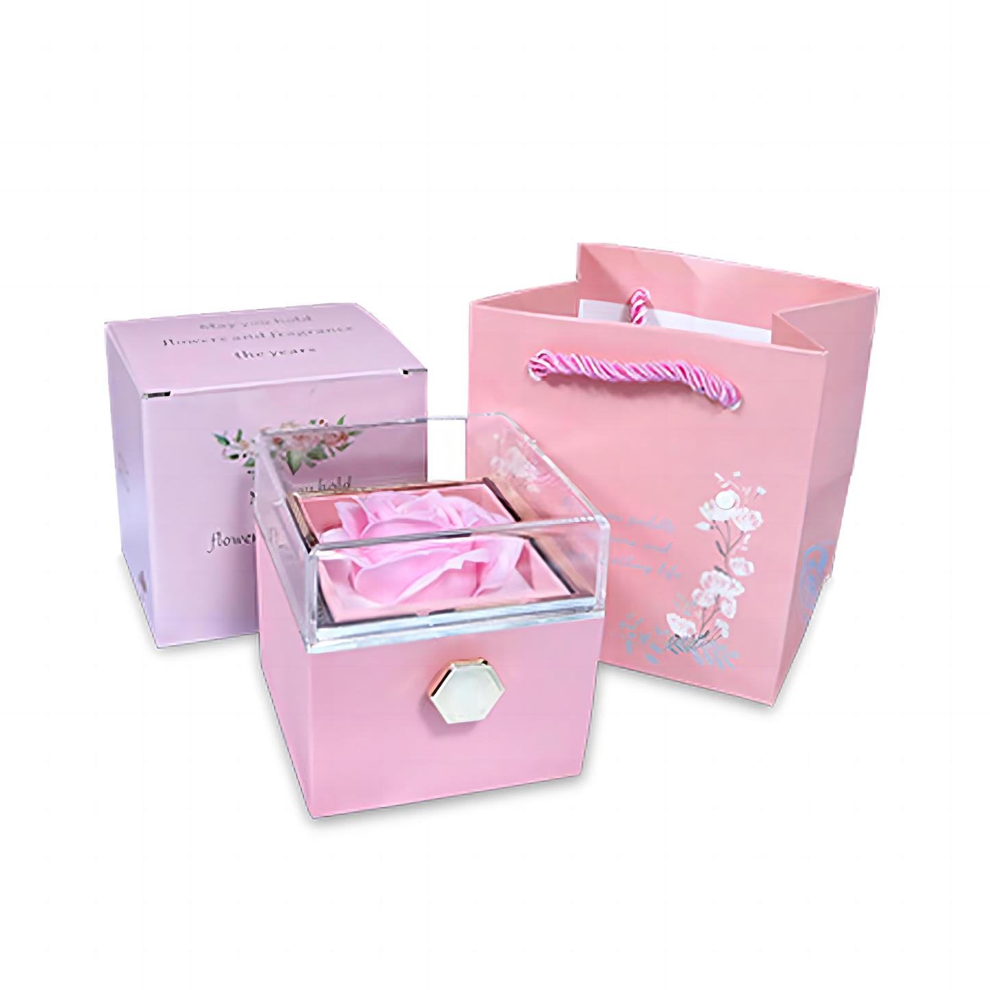 Rotatable Jewelry Box Enchanted Rose Jewelry Gift Package-Jessemade AU