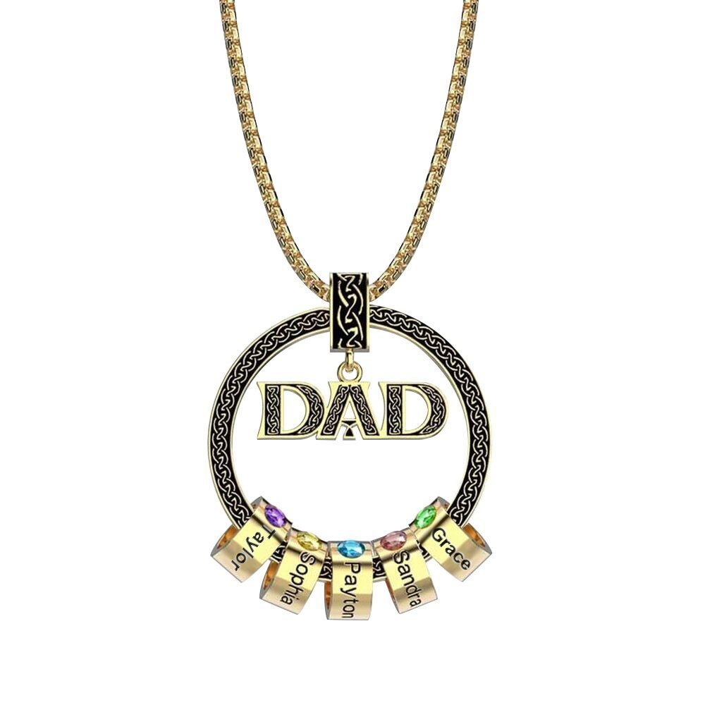 Dad Necklace Personalised Circle Men Necklace with Birthstones Engraved 5 Names Gifts For Father-Jessemade AU