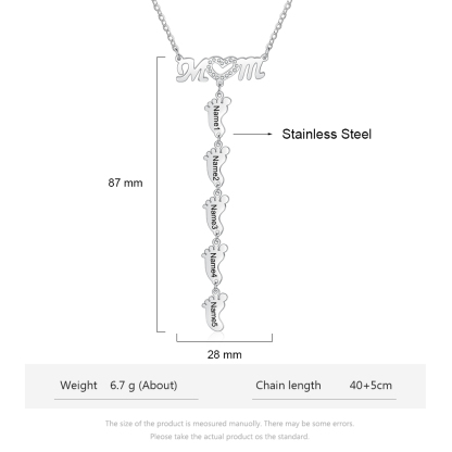 Happy Mother's Day Personalised baby feet Necklace Engraved 5 Names Necklace Gifts For Mum-Jessemade AU