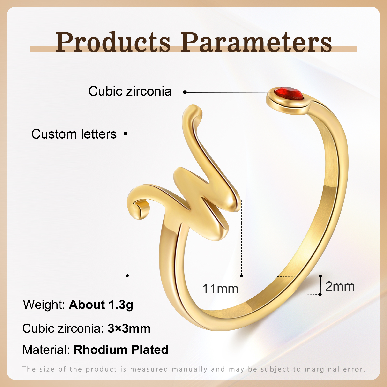 Letter Name Ring with Birthstone Custom 1 Letter Adjustable Ring for Her-Jessemade AU