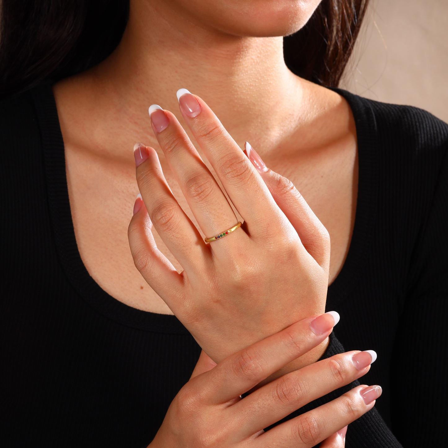 Personalised Women's Ring Custom 3 Birthstones Ring Birthday Gift for Her-Jessemade AU