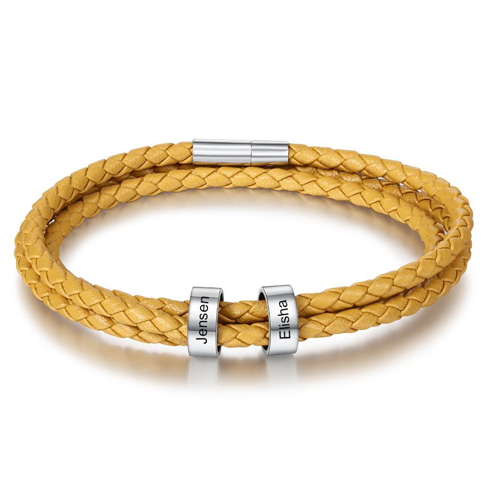 Braided Leather 2 Beads Men's Bracelets Gifts For Him Best Gift For Dad-Jessemade AU