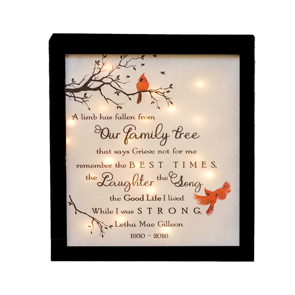 Personalised Cardinal Frame A Limb Has Fallen Lighted Shadow Box Memorial Gifts-Jessemade AU