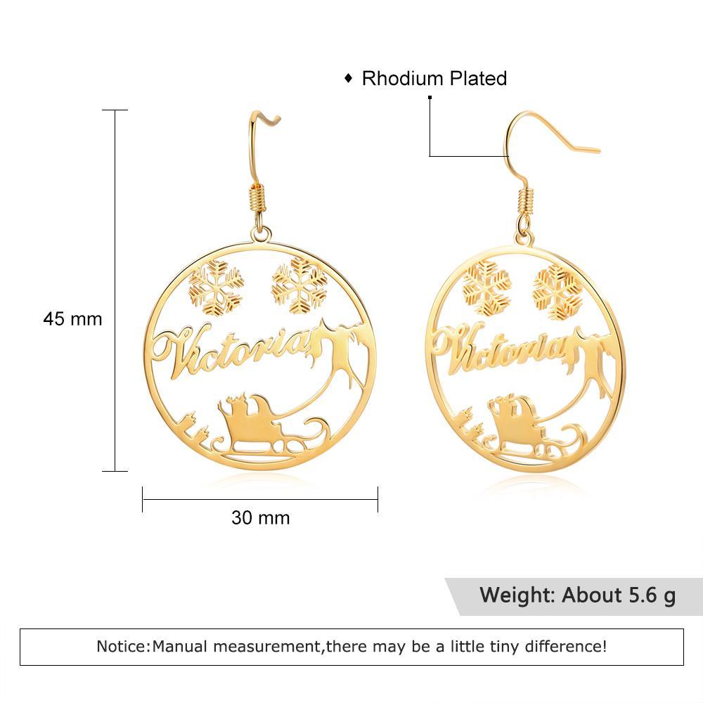 Christmas Name Hoop Earrings with Snowflake Custom Gifts-Jessemade AU