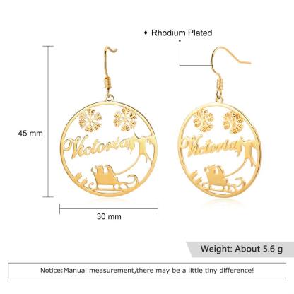 Christmas Name Hoop Earrings with Snowflake Custom Gifts-Jessemade AU