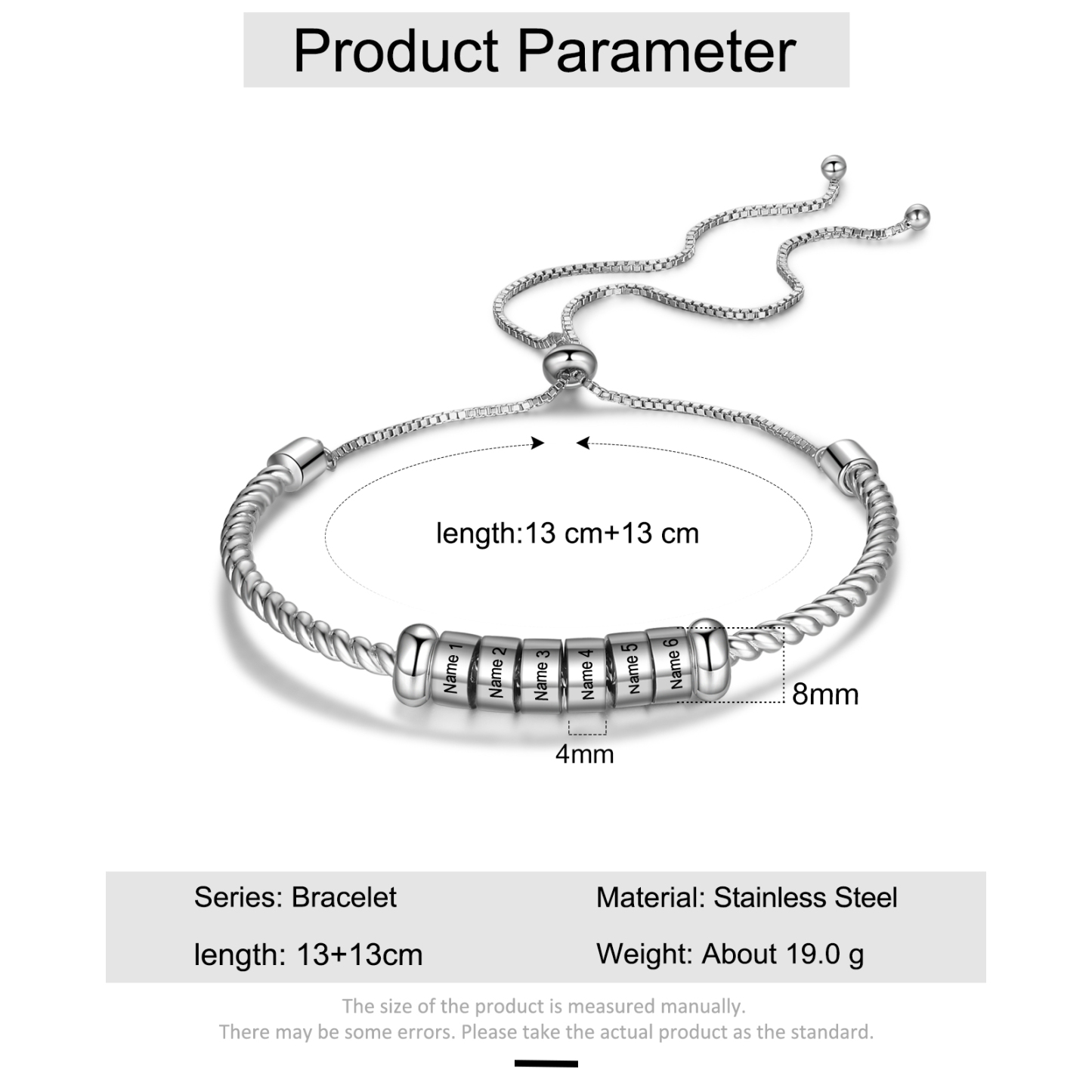 Personalised 6 Names Women's Bracelet With Beads-Jessemade AU