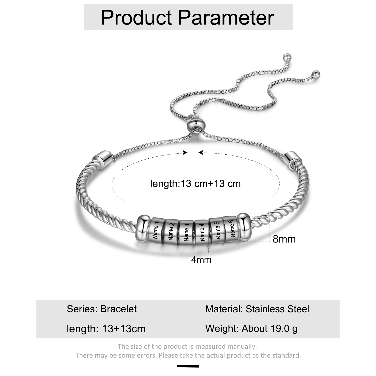 Personalised 6 Names Women's Bracelet With Beads-Jessemade AU