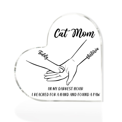 Personalised Acrylic Heart Keepsake Custom 2 Names & Text Dog/Cat Paw Ornaments Gifts for Mother/Father/Pet Lovers-Jessemade AU
