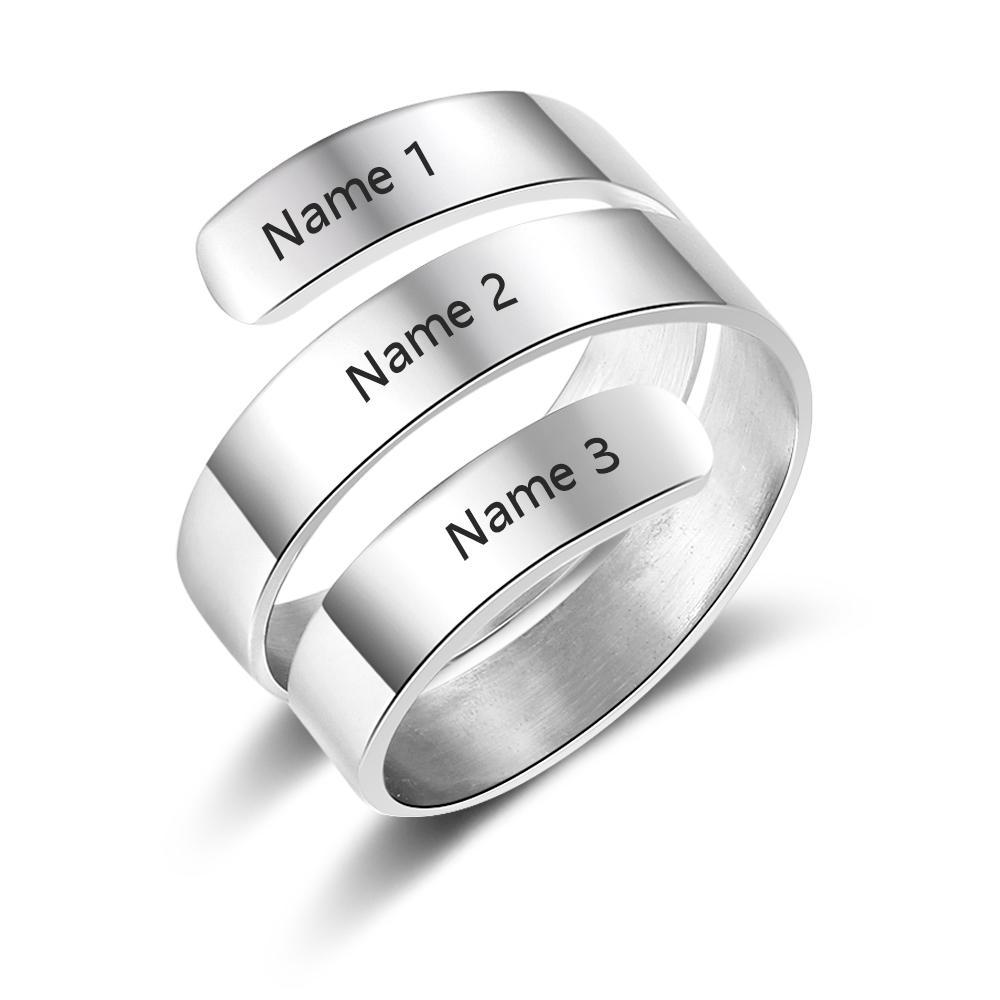Personalised Ring for 3 Best Friend Engraved Name Wrap Ring-Jessemade AU
