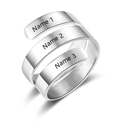 Personalised Ring for 3 Best Friend Engraved Name Wrap Ring-Jessemade AU