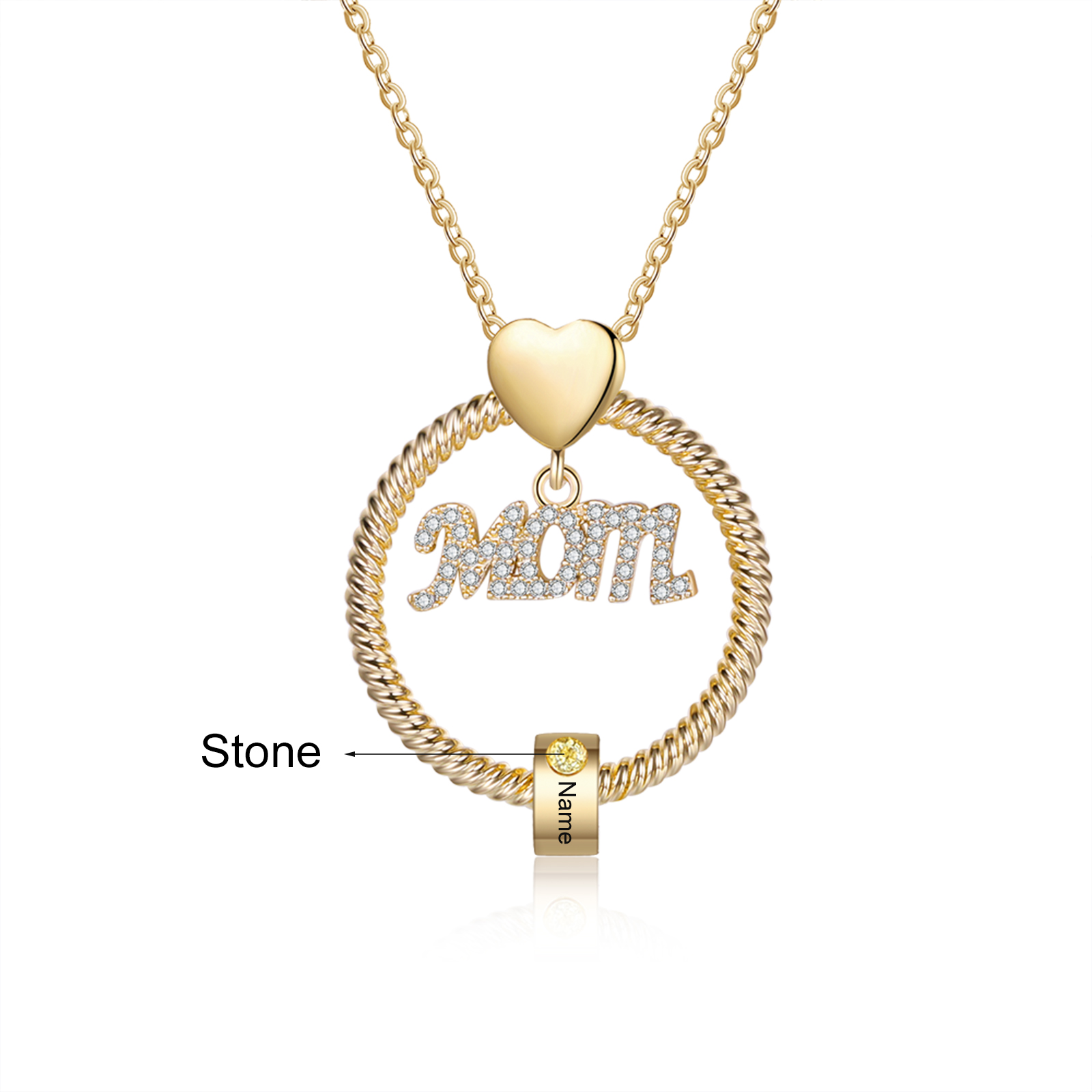 Personalised Necklace With 1 Birthstone Engraved Names Gift For Mother-Jessemade AU