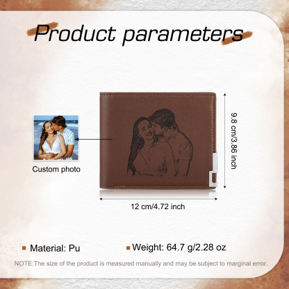 Personalised Leather Wallet Engraved Photo Folding Wallet Short Purse Love Gifts For Him-Jessemade AU