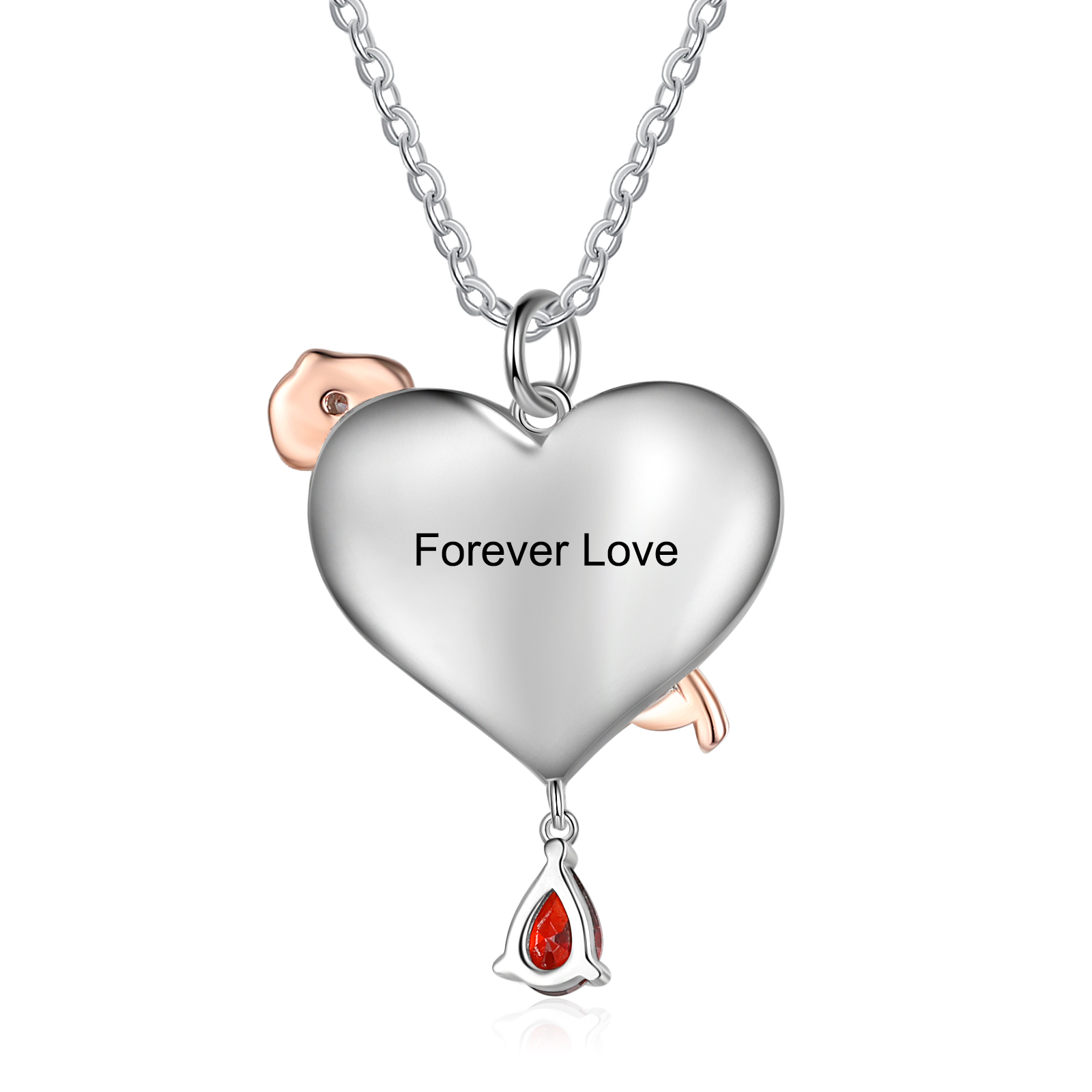 Personalised Heart Rose Necklace With Birthstone Valentine's Day Gifts For Her-Jessemade AU