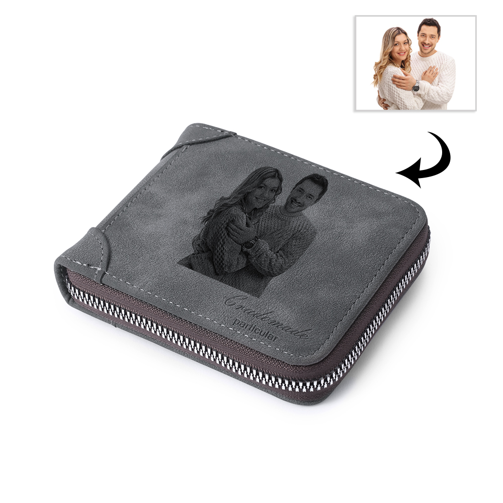Personalised Leather Wallet Engraved Photo Short Purse Gifts For Men-Jessemade AU