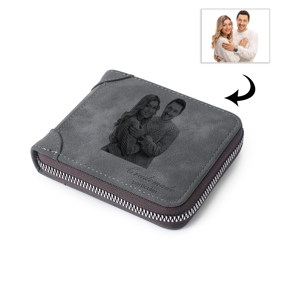 Personalised Leather Wallet Engraved Photo Short Purse Gifts For Men-Jessemade AU