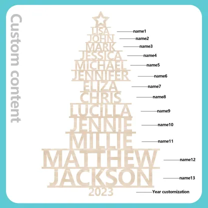 13 Names - Personalised Christmas Tree Ornaments Customised Name Xmas Wooden Decor Gifts for Family Friends-Jessemade AU