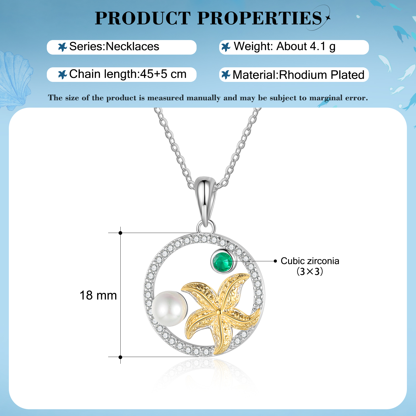 Personalised Starfish Necklace Customised Birthstone Necklace Circle Pendant Necklace Gift for Her-Jessemade AU