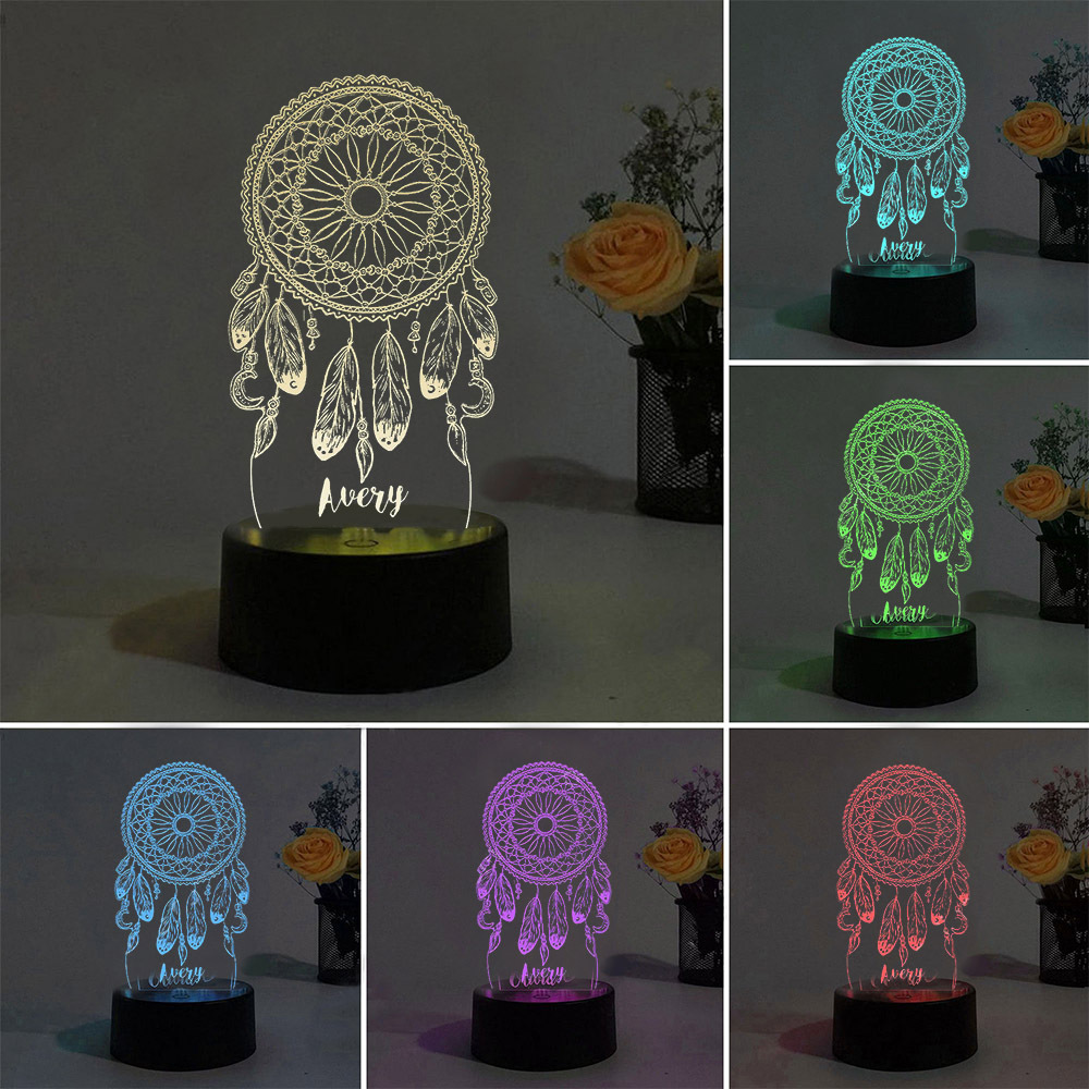 Personalised Dream Catcher Night Light Custom Name Gifts For Kids-Jessemade AU