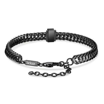 Personalised Men's Beaded Bracelet Custom 2 Names Adjustable Bracelets Stainless Steel Gifts for Him-Jessemade AU