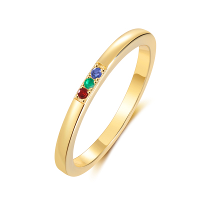 Personalised Women's Ring Custom 3 Birthstones Ring Birthday Gift for Her-Jessemade AU