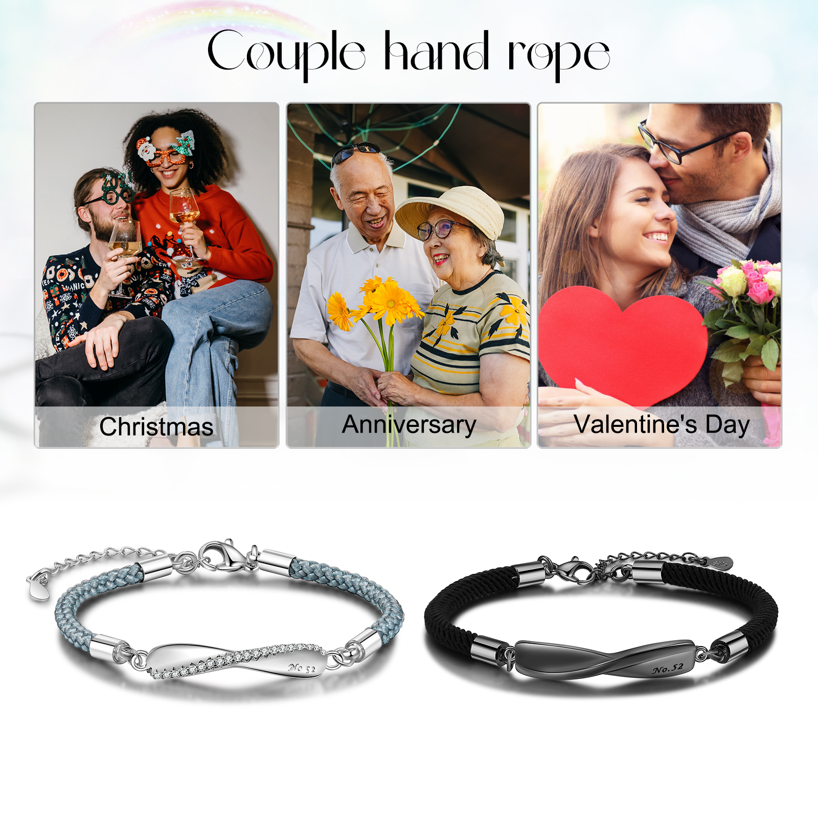 2023 Valentine's Day Gifts Personalised Matching Braided Couple Bracelets for Couple-Jessemade AU