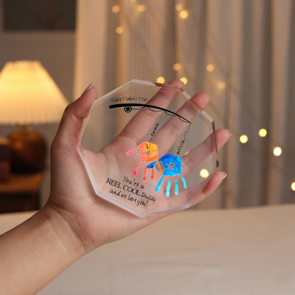 Personalised Acrylic Nine-Sided Shape Plaque Custom 2 Names Fishing Ornaments - You're A Real Cool Daddy And We Love You-Jessemade AU