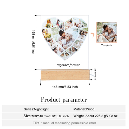 Personalised Family Photo Night Light Ornament Custom 12 Photos Bedroom Decor Home Decoration LED Light Personalised Photo Ornament-Jessemade AU