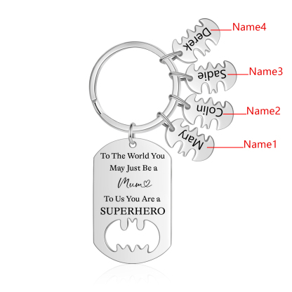 You Are A Superhero Keychain Personalised 4 Names Bat Keychain Engraved Gift for Dad/Grandpa/Grandad/Mom/Mum-Jessemade AU