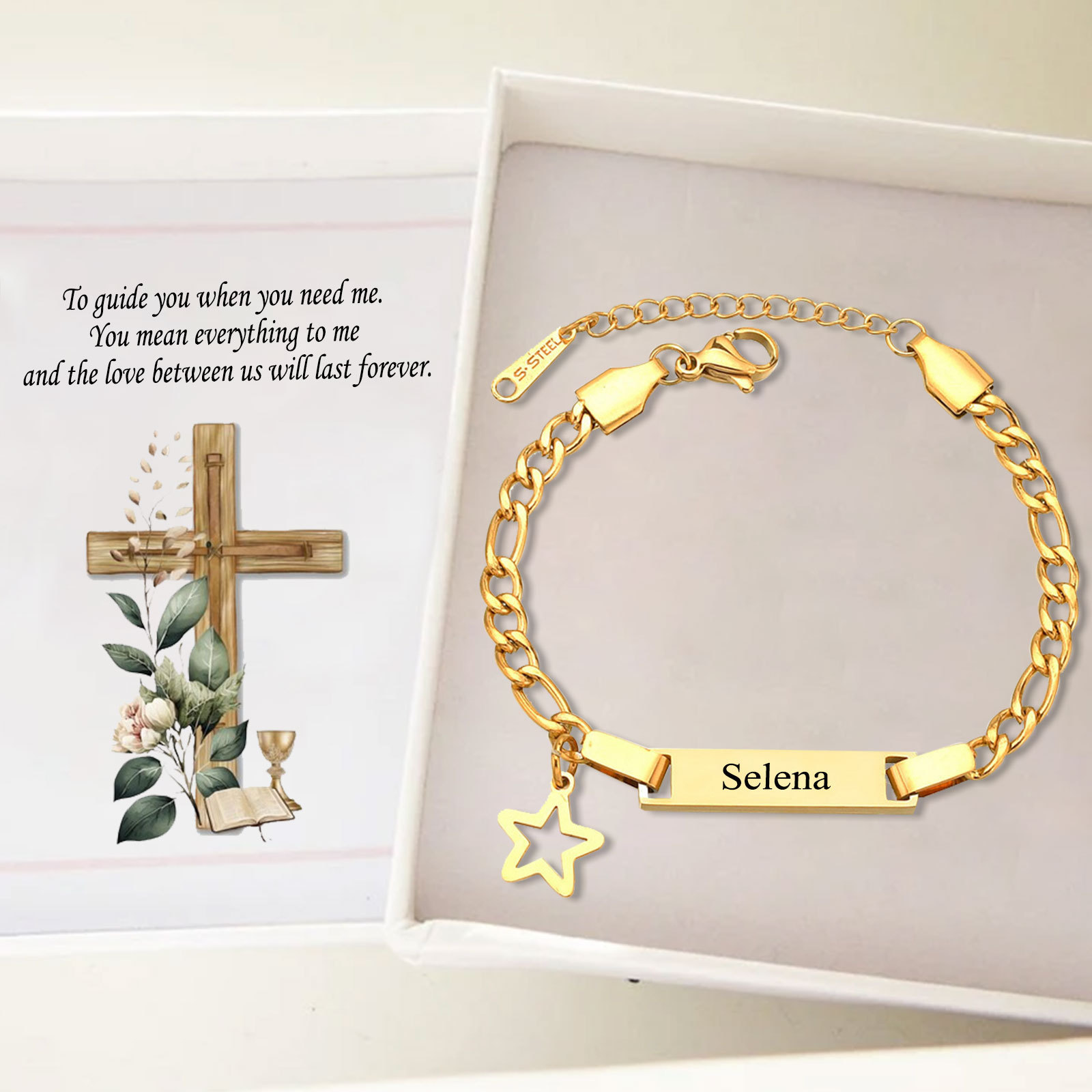 Custom Name Bracelet Personalised Cuban Chain Bracelet Star Bracelet Love Gifts-Jessemade AU