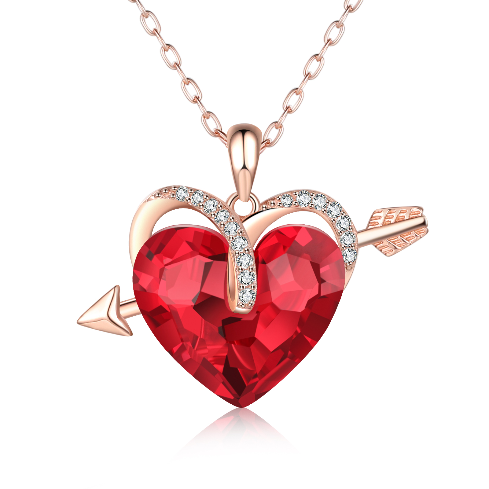 Heart-shaped Crystal Necklace Birthstone Necklace Gifts For Her-Jessemade AU