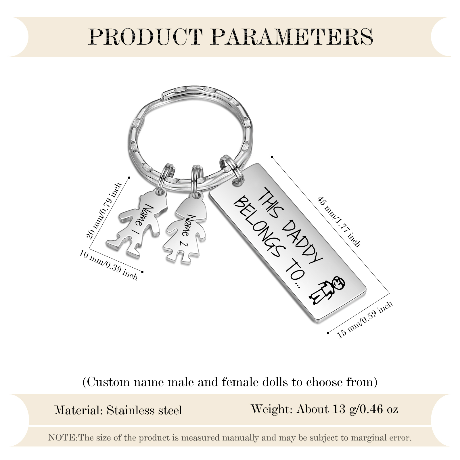 Personalised Keychain with 2 Kid Charms Father's Day Gift "This Daddy Belongs To" Custom Family Keyring-Jessemade AU