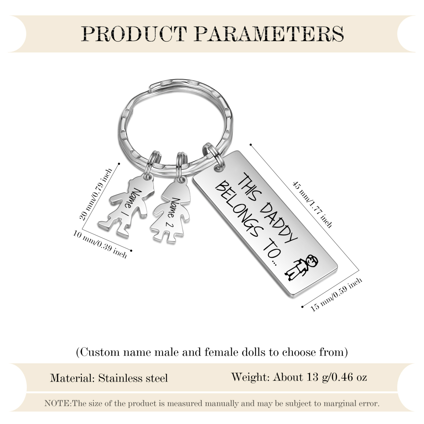 Personalised Keychain with 2 Kid Charms Father's Day Gift "This Daddy Belongs To" Custom Family Keyring-Jessemade AU